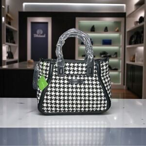 Vera Bradley Trimmed Trapeze Satchel Midnight Houndstooth MSRP $88